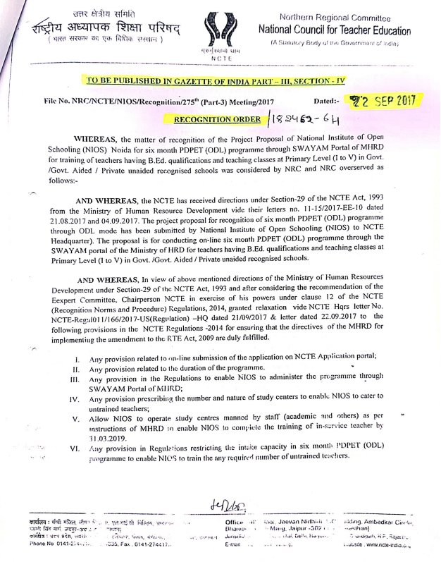 #Gazette_For_Nios_Deled
Justice for NIOS
@ncteDelhi 
<a href="/PMOIndia/">PMO India</a> 
<a href="/PMOIndia_RC/">PMO India : Report Card</a> 
<a href="/BJP4India/">BJP</a> 
<a href="/narendramodi/">Narendra Modi</a> 
<a href="/AmitShah/">Amit Shah</a>