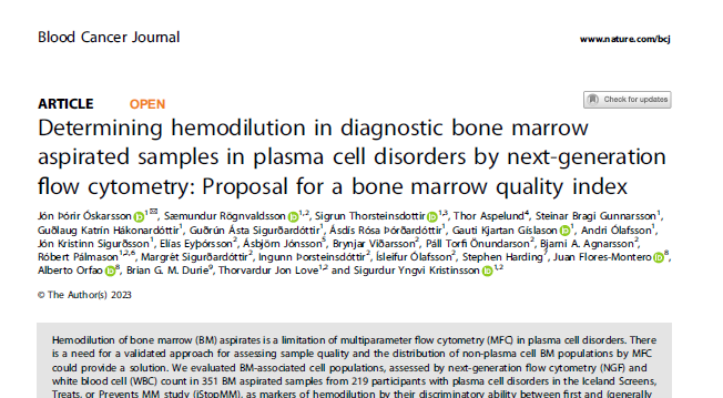 Everyone is talking about MRD at #ASH23 You need to make sure your sample is not hemodiluted We now have a way of measuring hemodilution using flow cytometry, publication from @iStopMM here: nature.com/articles/s4140… Calculator: istopmm.com/bmqi/ @jthorir @BloodCancerJnl