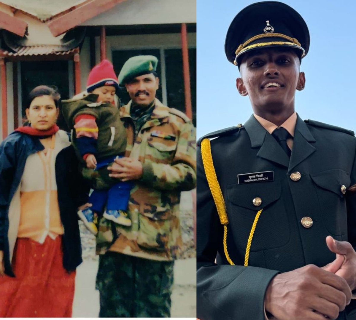 37VManhas's tweet image. 2004, he lost his father
MAJOR AMIY TRIPATHI
19 SIKH
fighting terrorists in J&amp;amp;K.

2019, he managed rank 1 in merit list of 10+2 TES.

2020, he lost his mother, Smt Ranjana,  battling cancer.

2023, Kushagra joined 19 SIKH of #IndianArmy as a LIEUTENANT, and the legacy continues.