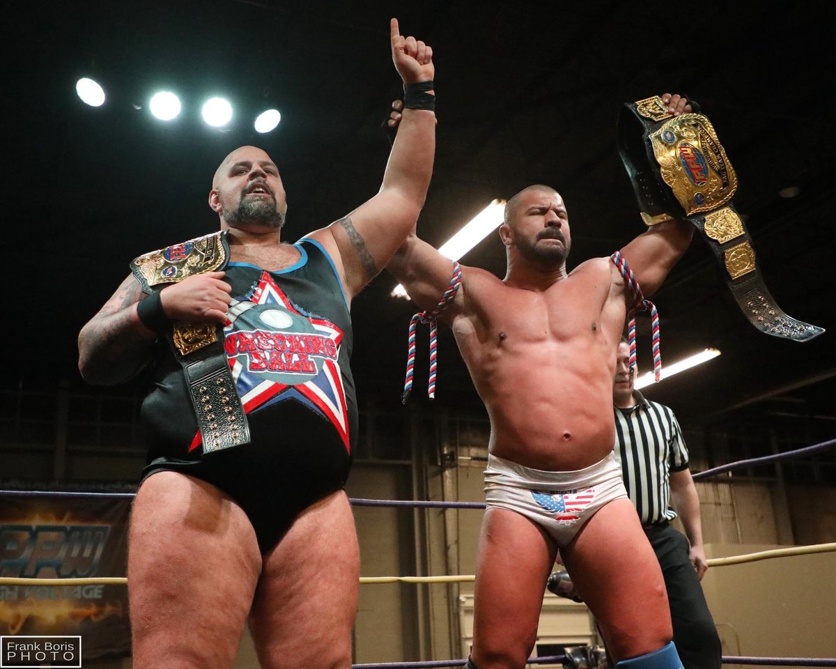 NEW PPW TAG TEAM CHAMPIONS: TEAM YUGE (WRECKING BALL LEGURSKY AND Alec Odin)
-Photo: Frank Boris
#wrestling #prowrestling #ppw #tagteamchampions #tagteam #teamyuge