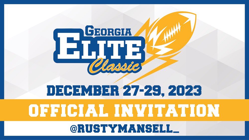 Thankful to receive an invitation to the Georgia Elite Classic game for this year <a href="/RustyMansell_/">Rusty Mansell</a>  <a href="/scoreatlanta/">SCORE Atlanta</a> <a href="/GAEliteClassic/">GeorgiaEliteClassic</a> @On3Recruits <a href="/CoachMoore313/">Earl Moore</a> <a href="/Slytown83/">Sylvester Lake</a> <a href="/CoachJWinchell/">Coach Jason Winchell</a> <a href="/CoHosch/">Twoey Hosch</a>