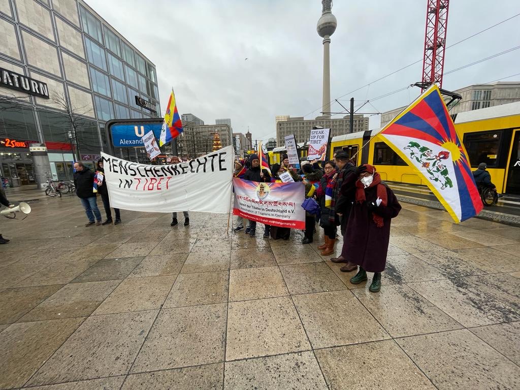 At a Tibet-Hong Kong-China human rights rally today in Berlin for International Human Rights day.
