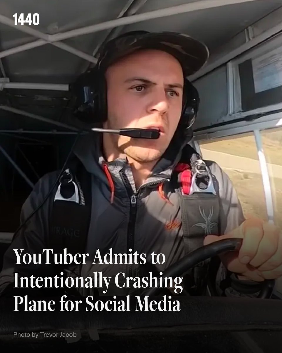 1440_Daily's tweet photo. 30-year-old YouTube creator, Trevor Jacob, admitted to intentionally crashing his plane for social media. The plane was equipped with multiple cameras, capturing the crash that happened in November 2021. https://t.co/KH9wfjZHaO