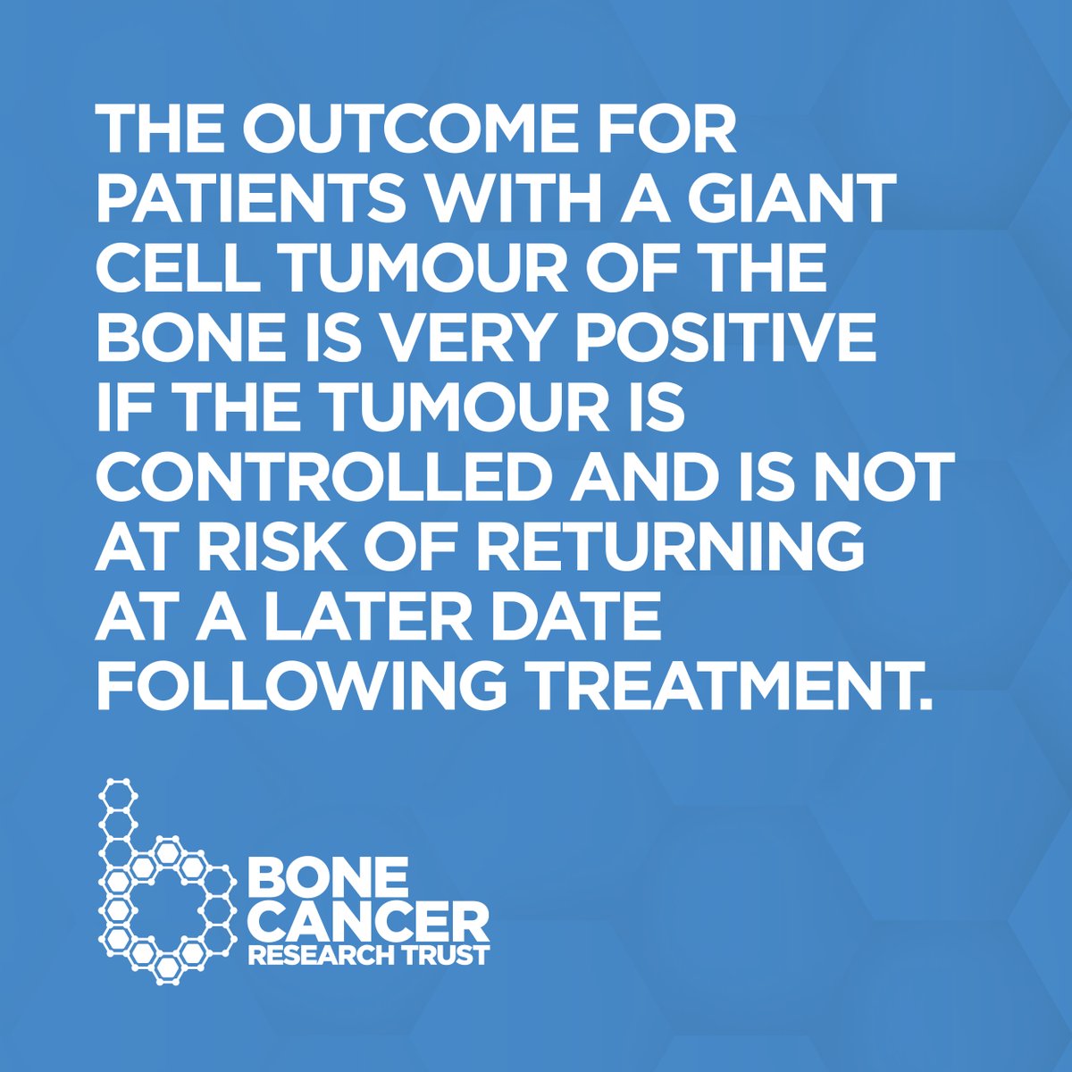 BCRT's tweet photo. How will a Giant Cell Tumour of the Bone affect me in the long term?
The outcome for patients is very positive if the tumour is well-controlled, diagnosed correctly, and treated appropriately.
Read below to find out more π
#GCTB #Awareness #UntilTheresACure https://t.co/wGOaQjQRzL