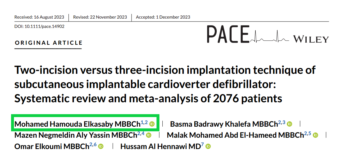 Less is more in S-ICD implantation! Our meta-analysis reveals that the two-Incision technique equals the three-Incision. Skip the extra incision for a simpler procedure and better cosmetic outcomes.  #SICD #Cardiology #MedTwitter
 <a href="/pace_journal/">Pacing and Clinical Electrophysiology</a> rb.gy/naitia