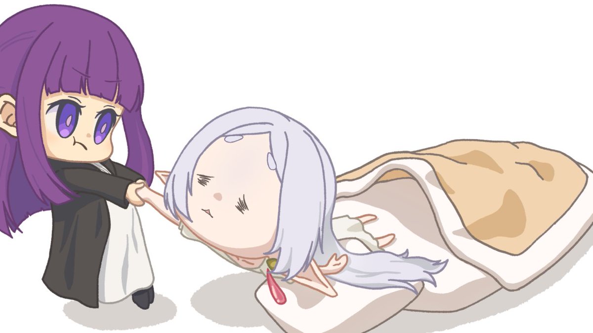 SilkArch's tweet photo. ぬくぬくオフトゥンから引きずり出されるフリーレン様描いた https://t.co/bG1CDb8b4E