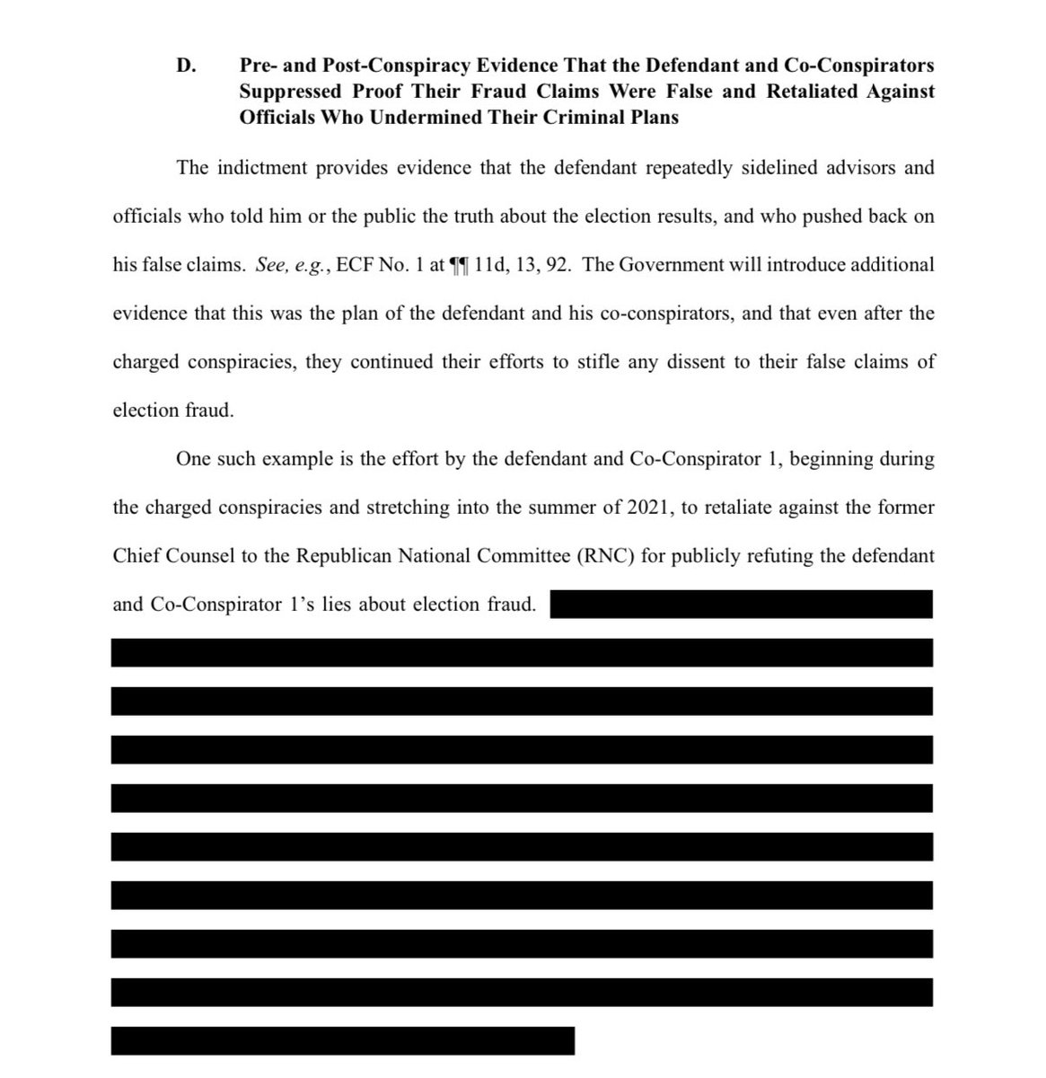 MuellerSheWrote's tweet photo. @RDEliason Wow. So Barr’s refusal to go along with election fraud doesn’t have anything to do with this case? That’s not what I read in the 404(b) notice. 

This doesn’t make any sense to me, and frankly, renders the gag order useless. I mean, does he have to overtly threaten to kill them? https://t.co/fLbXZqewCc