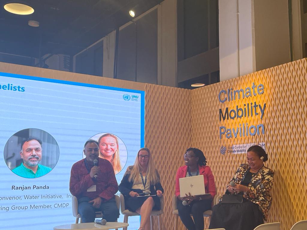 ranjanpanda's tweet photo. It's difficult to continue with your energy after a long and eventful day, & 15K steps around the huge @COP28_UAE. But, more difficult it is to ignore the plight of people on a constant move due to #ClimateCrisis. Talked on #PlannedRelocation at the last panel of the day @UNUEHS https://t.co/Mu1L2uAVuL