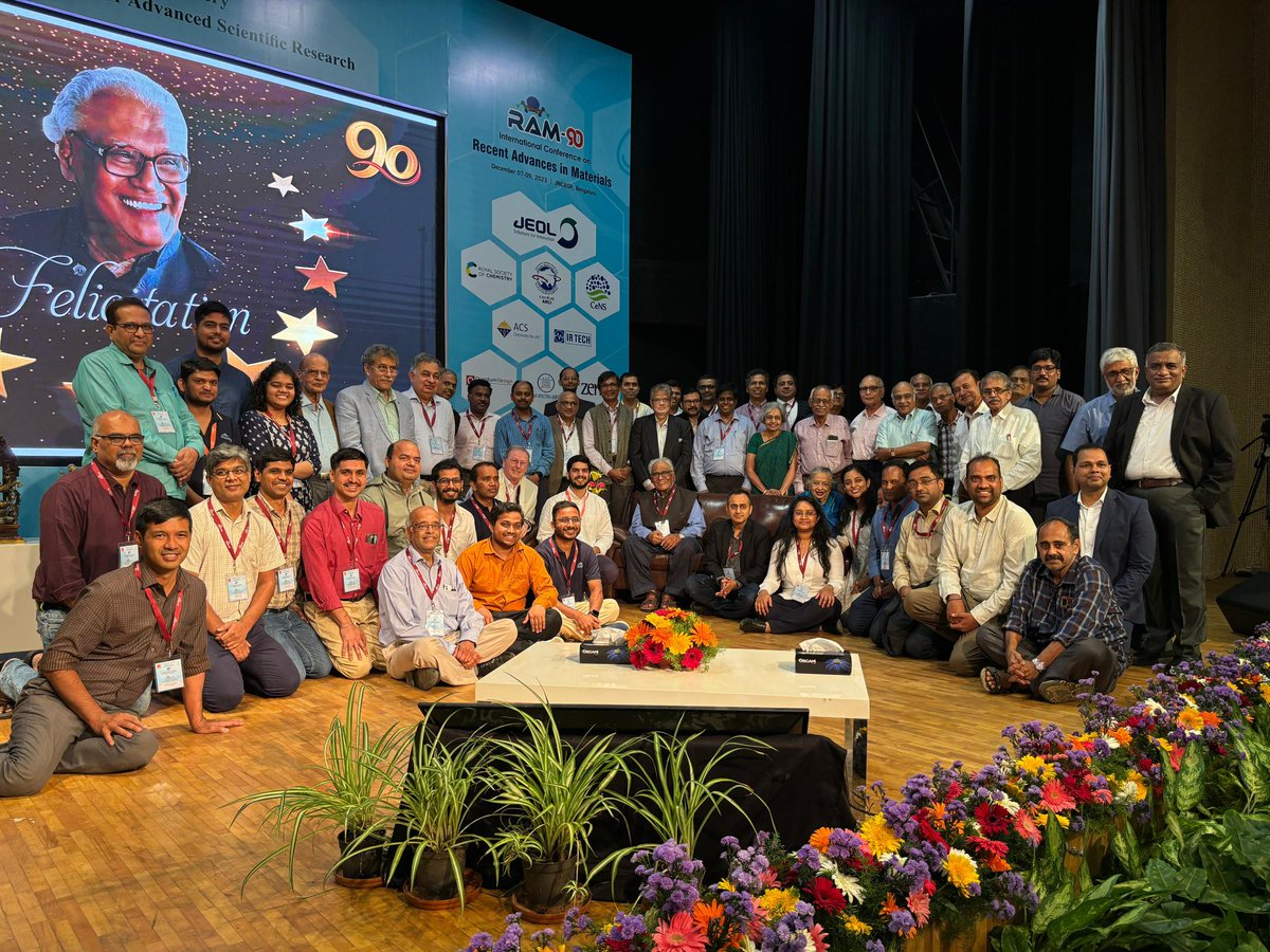 Prof C. N. R. Rao with his students of different generation (all are not present though!) during felecitation ceremony in RAM@90 conference in JNCASR Bengaluru. Best wishes to him for his 90th Birthday with good health and happiness.