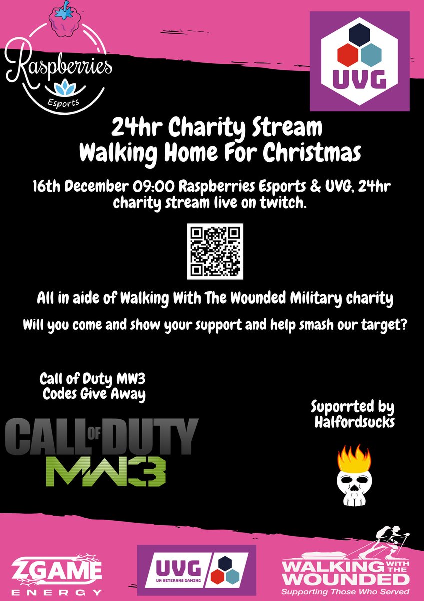 Dan Thomas (@no1_welsh_fan) on Twitter photo <a href="/supportthewalk/">Walking With The Wounded 🎖️</a> <a href="/UKVeteransGG/">UK Veterans Gaming 🇬🇧</a>
Sat 16th December Raspberries Esports x UVG x WWTW 24 HR stream.
walkinghomeforchristmas.com/teams/raspberr…
twitch.tv/raspberriesesp…
Please come and support! <a href="/supportthewalk/">Walking With The Wounded 🎖️</a> <a href="/UKVeteransGG/">UK Veterans Gaming 🇬🇧</a>
Sat 16th December Raspberries Esports x UVG x WWTW 24 HR stream.
walkinghomeforchristmas.com/teams/raspberr…
twitch.tv/raspberriesesp…
Please come and support!