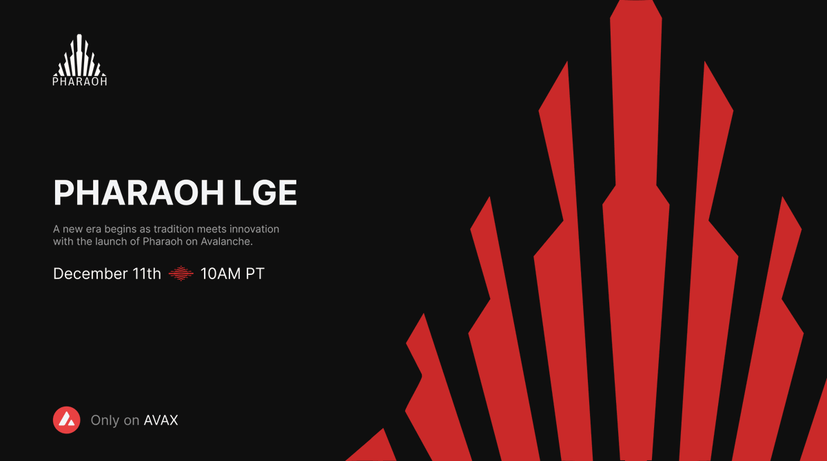 PharaohExchange's tweet photo. Don't miss out on the LGE for the most hyped launch on Avalanche!

The PHAR LGE will happen on 12/11 @ 10am PST, with only 5,000 PHAR available 💰

The LGE will be conducted as a fair launch, ensuring that all participants receive the same ratio of PHAR to AVAX!

Continued.. 1/🧵 https://t.co/301sxRCW2L