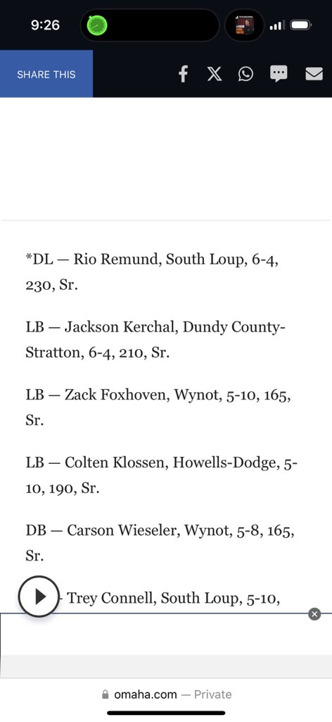 Blessed to be selected as the honorary defensive captain of the all state first team!! <a href="/CoachSasse/">Clint Sasse</a> <a href="/CoachJayLong/">Jay Long</a>