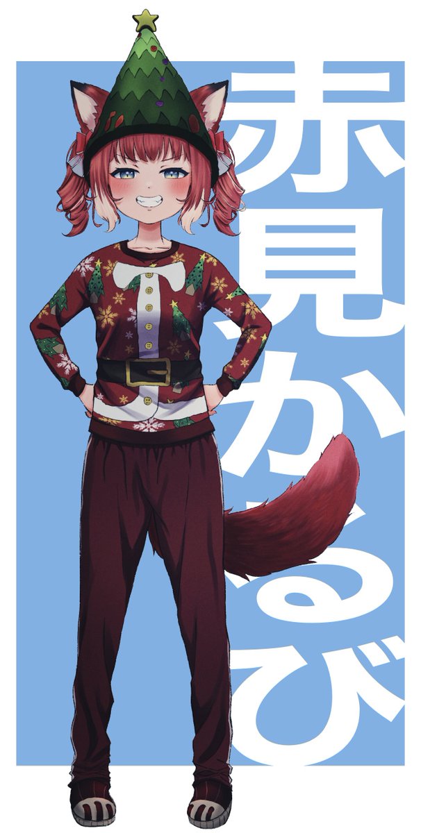 1girl solo animal ears tail smile hat pants  illustration images
