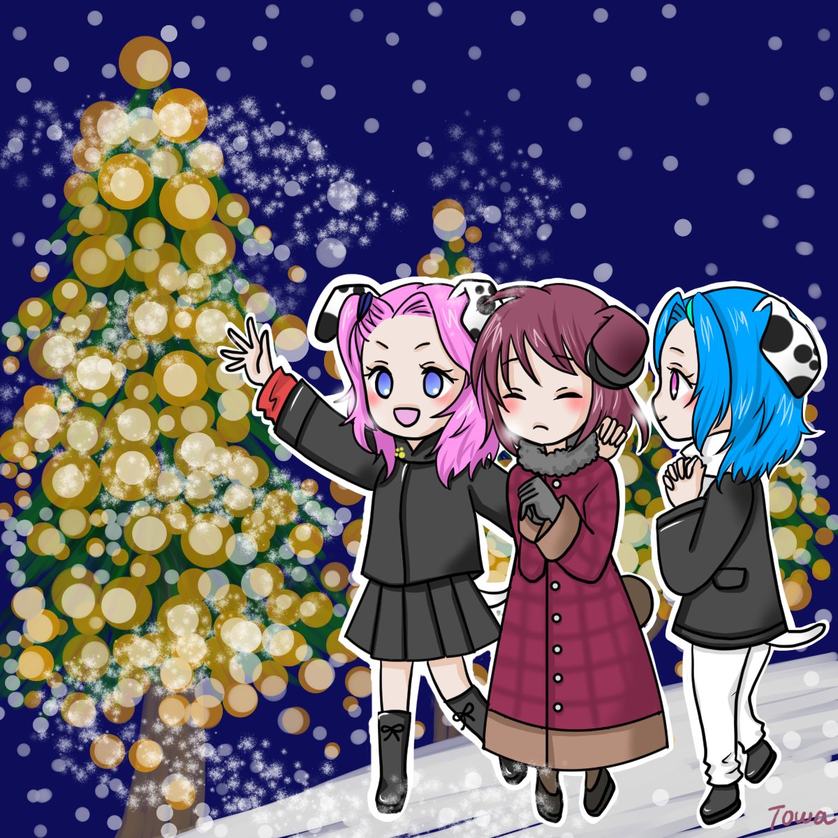 #くりぷとわんこ
イルミネーションを見に行くわんこたち❤️
久しぶりのわんこファンアート楽しかったです😊
もう12月！！毎年月日のすぎるスピードにびっくりです🥹