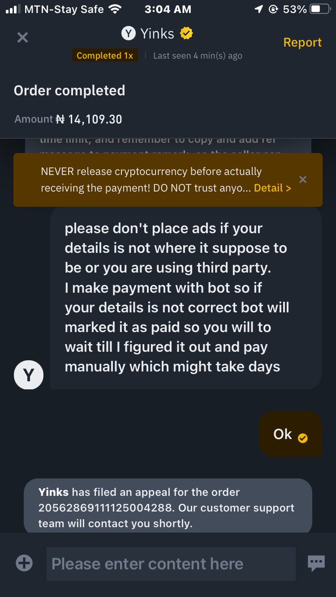 JenniferLy32774's tweet photo. @binance  This User really needed to be looked with advert fraud and trade fraud. He will mark an ordered paid and will go ahead to appeal when other party is offline to fraudulently claim assets not being paid for. Kindly look into this and visit his profile for evidence of scam https://t.co/WCEYKPANsT