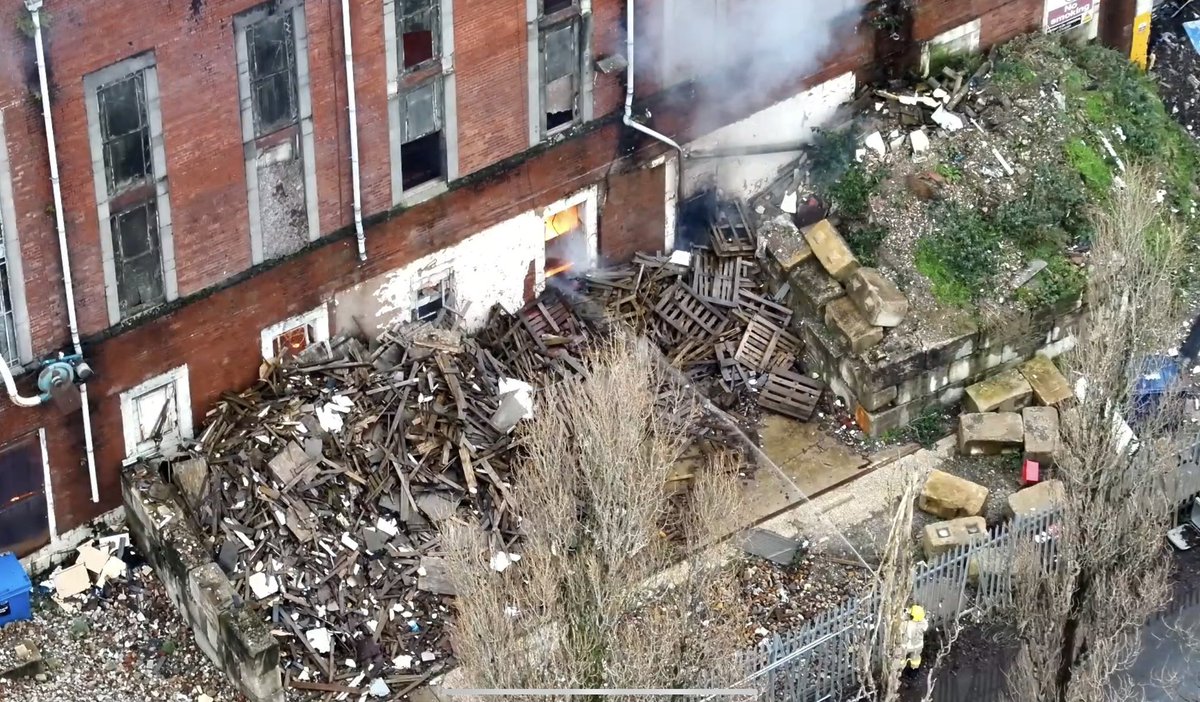 Drone team currently assisting at a 10 pump fire in a derelict mill in Lancaster. Incident causing a large smoke plume in the area. #DronesForGood