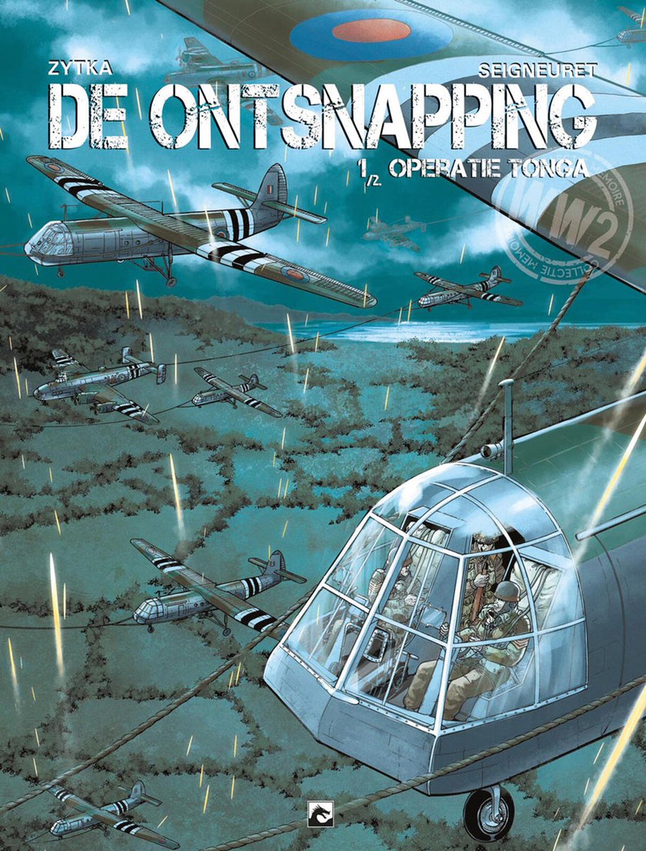 stripland_BENL's tweet photo. Het tweeluik De #Ontsnapping - Operatie #Tonga is verschenen bij #DarkDragonBooks. Over de luchtlanding van Britse troepen door zweefvliegtuigen in juni 1944. Tekenwerk van #Seigneuret op scenario van #Zytka. #DDB https://t.co/AWbabjLwWv