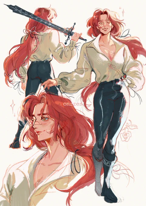 i miss drawing her.......... red haired knight woman save me......