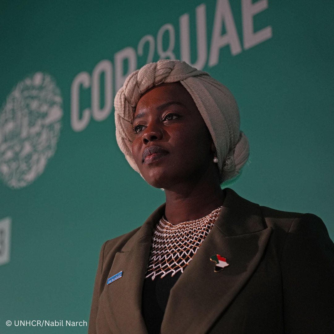 Refugees's tweet photo. From Cameroon to #COP28: @EmiThePoet has a message for the world.

The climate crisis is a human crisis and it’s making life impossibly hard for people who have been forced to flee their homes. https://t.co/bqE3h2eyFo