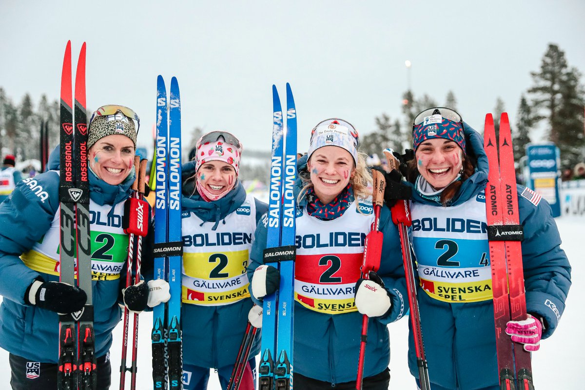 U.S. Ski & Snowboard Team (@usskiteam) on Twitter photo USA THIRD 🇺🇸 in the women's 4x7.5k team relay in Gällivare, Sweden, with <a href="/jessdiggs/">Jessie Diggins</a>, <a href="/rosiewbrennan/">Rosie Brennan</a>, Sophia Laukli and <a href="/juliakernski/">Julia Kern</a> putting together an incredible race.
#stifelusskiteam USA THIRD 🇺🇸 in the women's 4x7.5k team relay in Gällivare, Sweden, with <a href="/jessdiggs/">Jessie Diggins</a>, <a href="/rosiewbrennan/">Rosie Brennan</a>, Sophia Laukli and <a href="/juliakernski/">Julia Kern</a> putting together an incredible race.
#stifelusskiteam