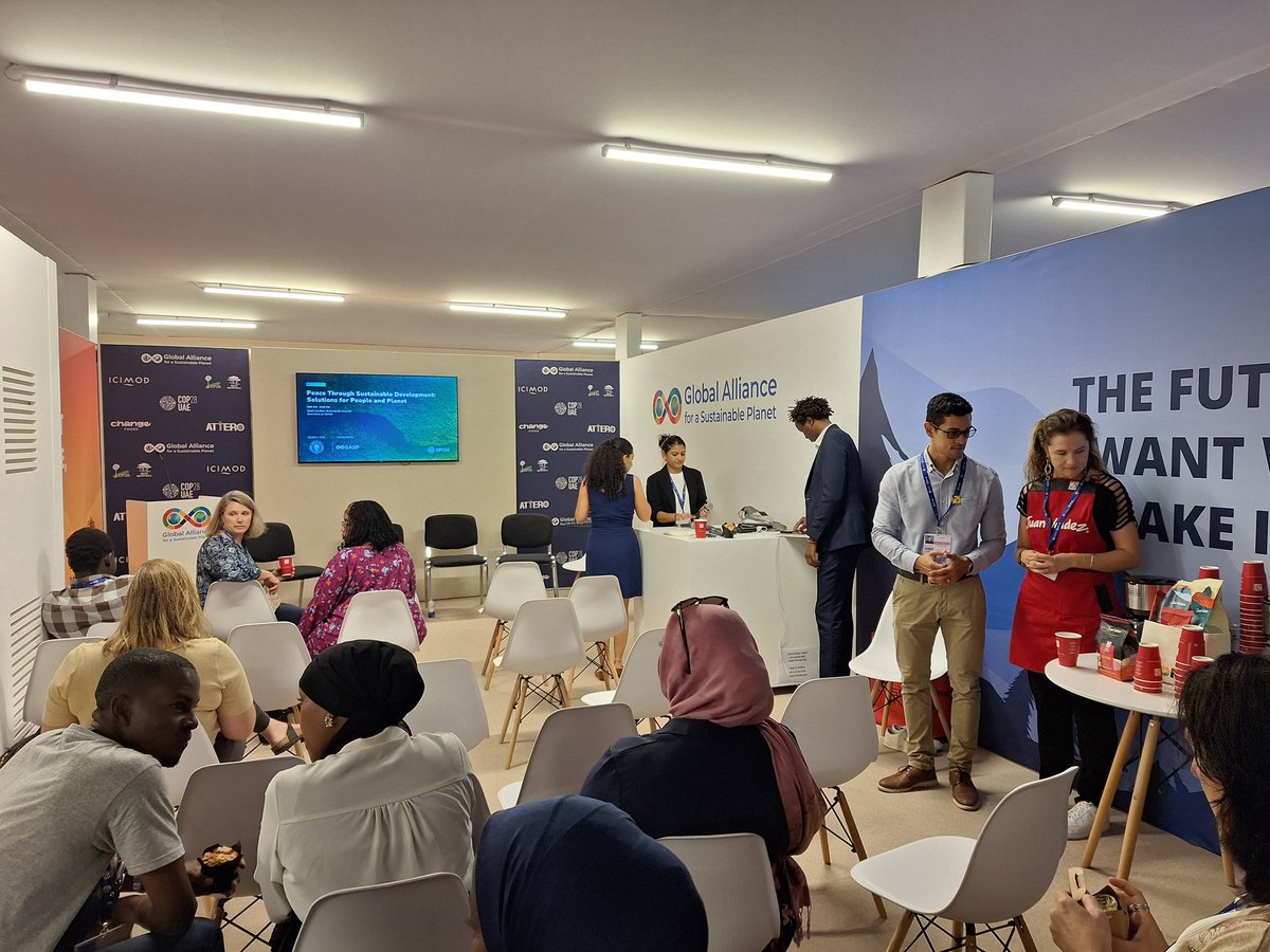 Starting soon: Peace Through Sustainable Development: Solutions for People and Planet 

<a href="/ThePeaceDept/">The Peace Department</a>  #GASPatCOP28 #COP28UAE #COP28