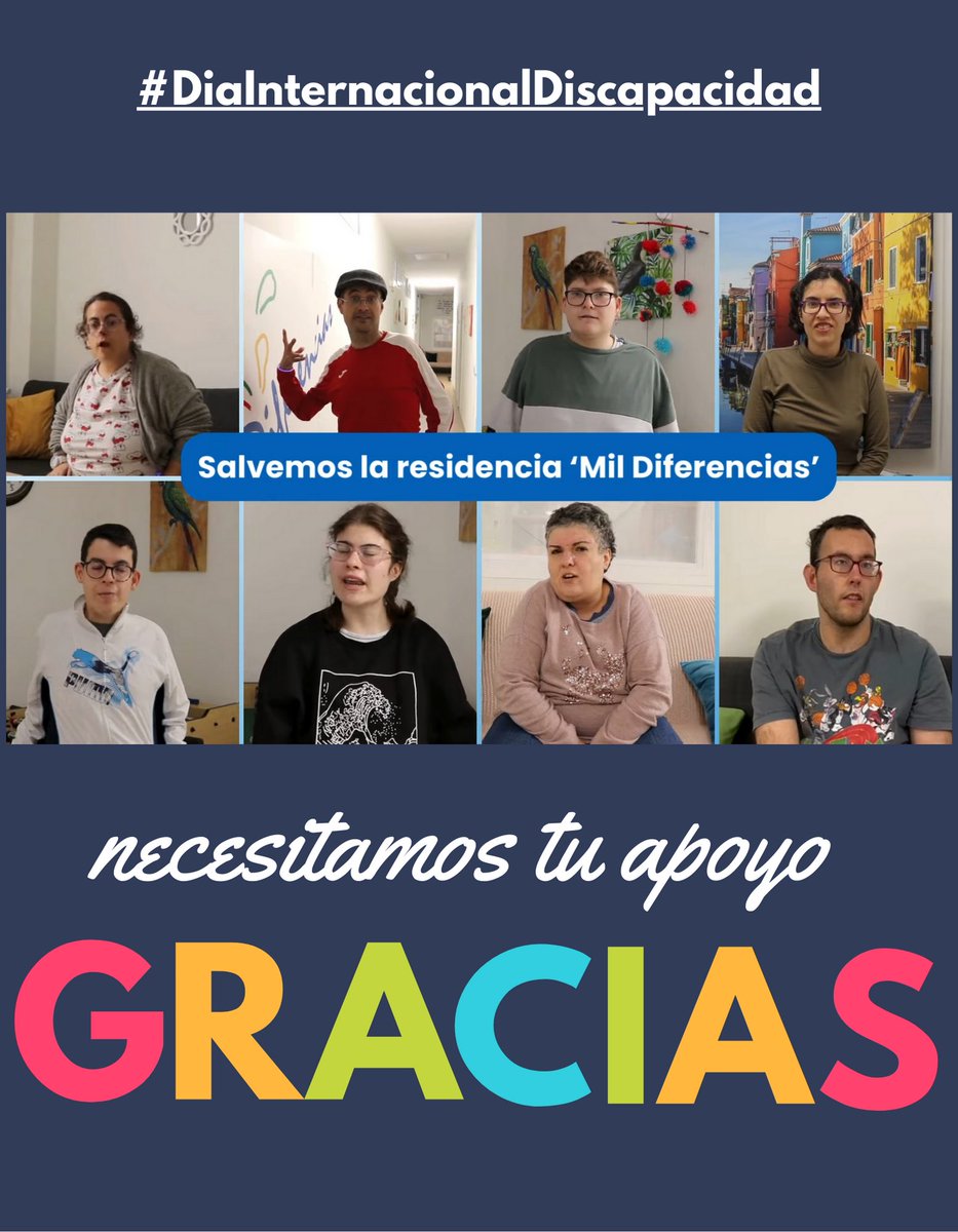 🗣️En el #DiaInternacionalDiscapacidad recordamos que todas las personas tienen los mismos derechos, y el hogar es uno de ellos. 

⚠️9 personas con Prader Wili están a punto de perder el suyo, para evitarlo hemos puesto en marcha esta recaudación de fondos
goteo.org/project/salvar…