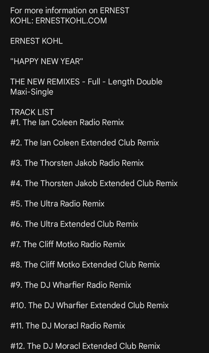 UltraOfMusic's tweet image. ERNEST KOHL  - "HAPPY NEW YEAR" - THE NEW REMIXES is a brand new original double Maxi-single
#NewRelease #1Hit #Dance #Radio #DanceMusic  #HiNRG  #Italo #Eurodance #Billboard #MusicalTheatre #Spotify #YouTube #AppleMusic #Gay #LGBTQ #ErnestKohl @ErnestKohl #Holidays #HappyNewYear