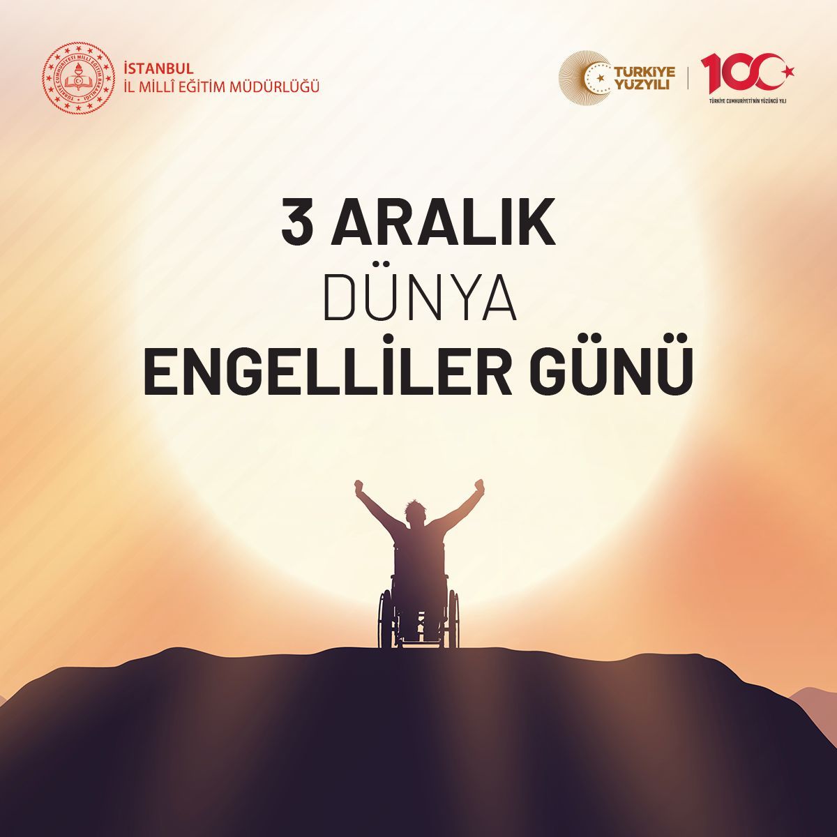 istanbulilmem's tweet photo. 🔸Hayatın her alanında engellilere yönelik farkındalığın artması ve daha fazla sorumluluk alınması temennisiyle zorluklara karşı mücadele azmini ve kararlılığını kaybetmeyen tüm engelli vatandaşlarımızın "3 Aralık Dünya Engelliler Günü"nü tebrik ediyoruz. https://t.co/bAPf7lLDPm