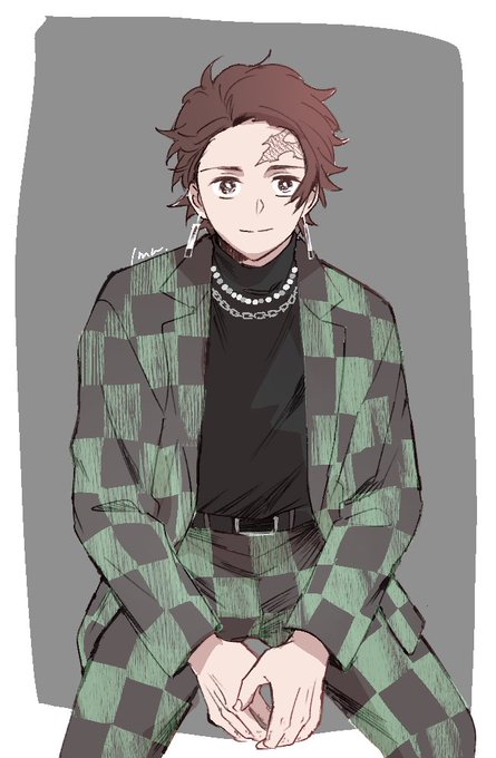 「brown eyes checkered clothes」 illustration images(Latest)