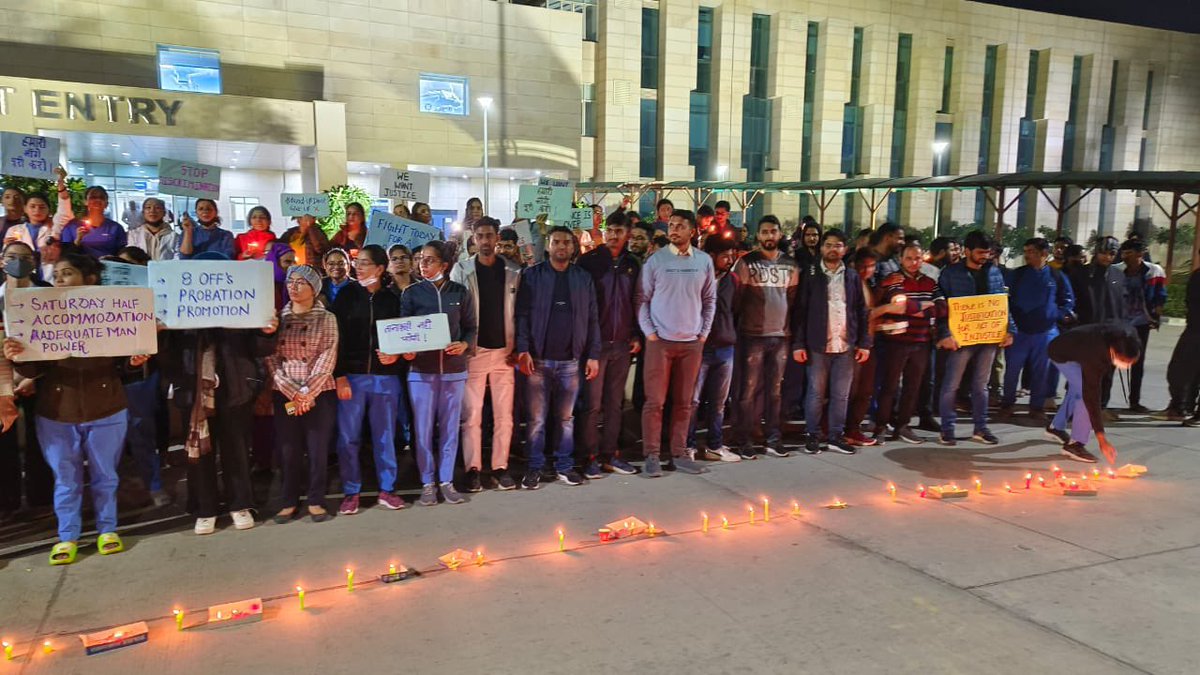 RaviPingoliya's tweet photo. Day 8
Join us in the fight for justice!We're standing up for our legal rights through a peaceful protest at AlIMS Bathinda. @mansukhmandviya
@MoHFW_INDIA @PMOIndia @harish_kajla
@ptcnews @propunjabtv
@News18Punjab @bbcnewspunjabi
#LegalRightsprotest #justiceforaiimsbtinurses https://t.co/RdRD4rLPos