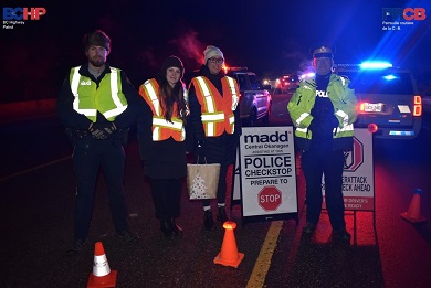 BCHwyPatrol's tweet photo. BCHP and partners working together to stop impaired drivers. #GetHomeSafeBC #LightUpTheProvince #ImpairedDrivingMonth https://t.co/IBrvx99K13
