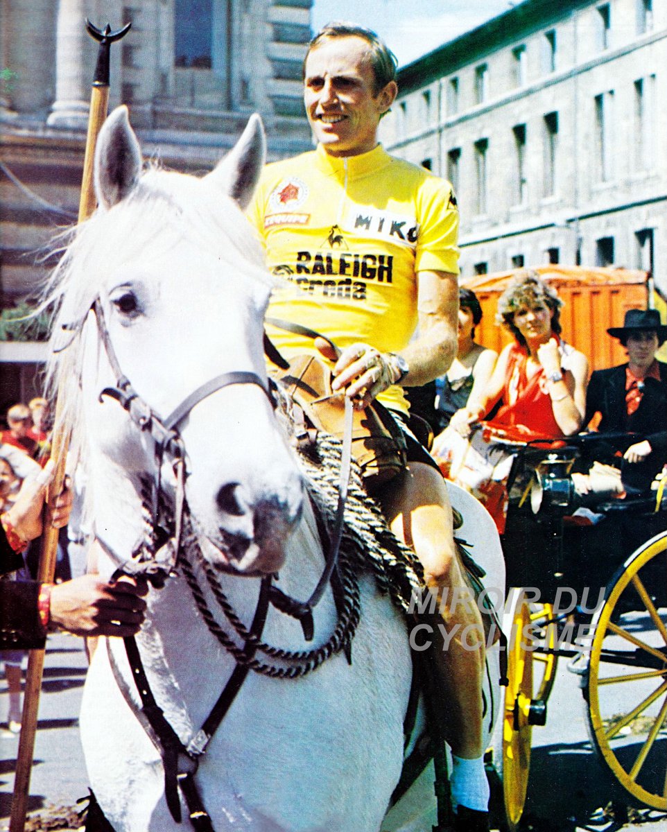 Miroir2Cyclisme's tweet photo. On souhaite un très bon anniversaire au Champion du monde 1985, vainqueur de La Vuelta 1979, du Tour 1980, 3 x Paris-Nice, 2 Paris-Tours, Amstel Gold Race 1987,... Joop Zoetemelk (77) 🎂

📸 MC
#JoopZoetemelk #Zoetemelk #TDF #TDF1980 #maillotjaune #cheval #horse #cyclisme #wielrennen #ciclismo #cycling