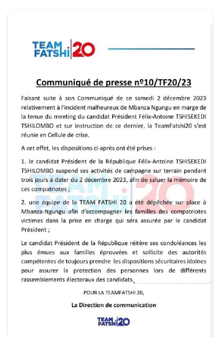 #CommuniqueDePresse #Fatshi20 #FatshiAzaNanu #FatshiPresident