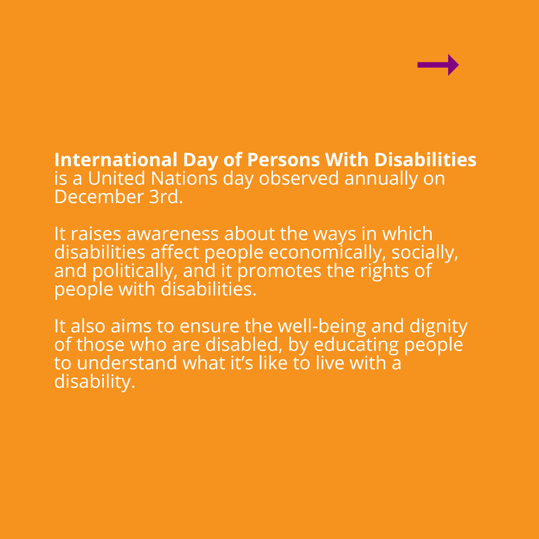 mannahousing's tweet photo. #InternationalDayofPersonsWithDisabilities 💜

Today is a day to raise awareness about the ways in which #disabilities affect people economically, socially &amp; politically.

Swipe to learn more 👉

#disabilityrights #disabilityawareness #disabilityadvocate https://t.co/aOWCeTtM8c