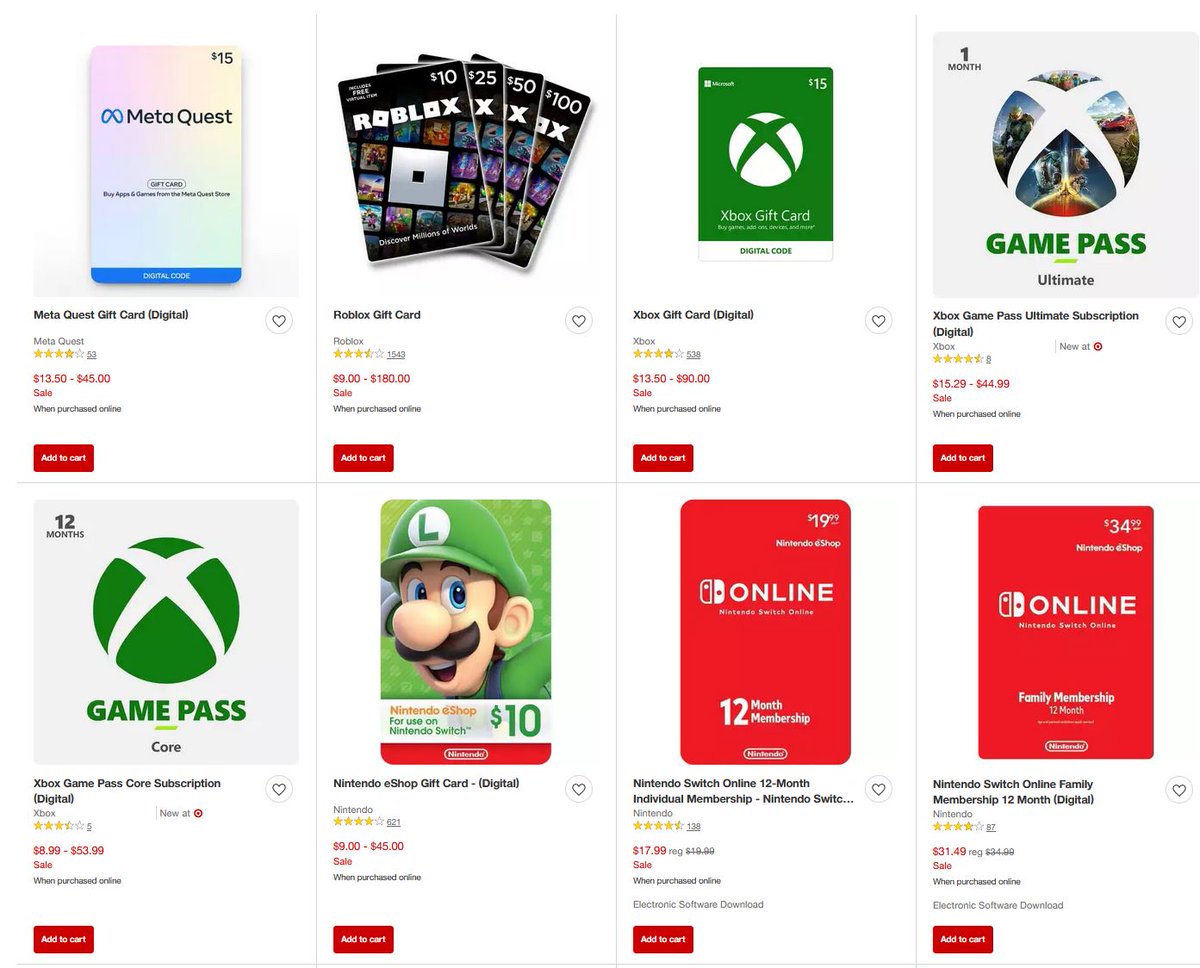 10% Off Gaming Gift Cards at Target (Roblox, Xbox, Nintendo)