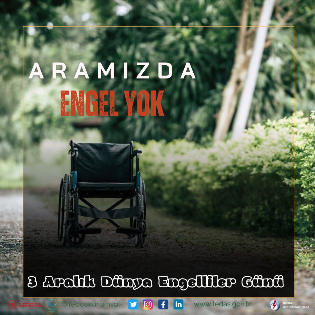 TEDASKurumsal's tweet photo. Hep birlikte engelsiz bir dünya için...
#DünyaEngellilerGünü
#3AralıkDünyaEngellilerGünü
#EngelleriBeraberAşıyoruz
#TEDAŞ
#KesintisizEnerjiAydınlıkTürkiye
#KesintisizEnerjininKolayYolu https://t.co/nVXUNOFXak