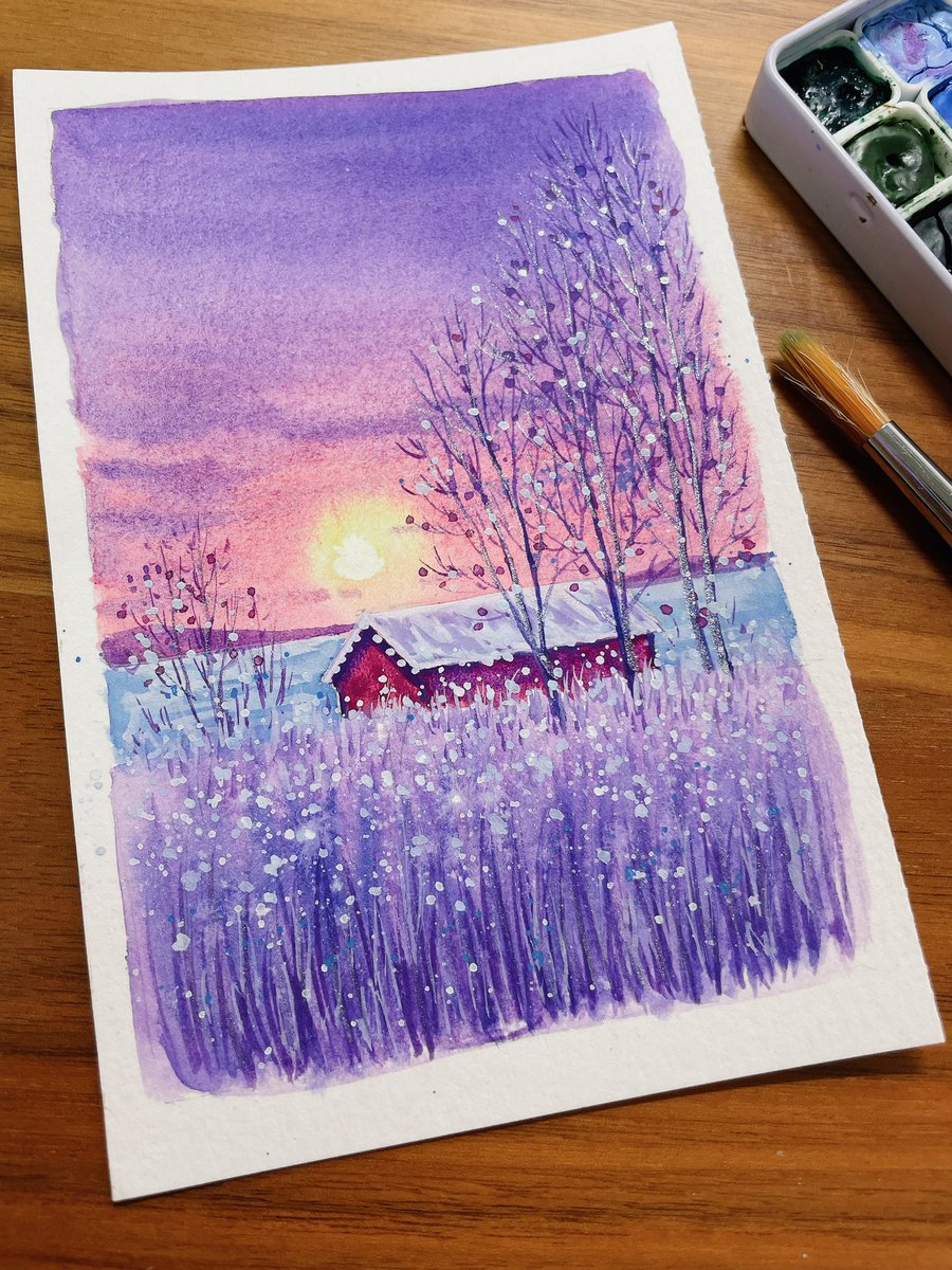 Mitty_lu220's tweet photo. 🎄圣诞水彩风景watercolorpainting #水彩 #风景画 #watercolor #gouache #illustrationart #artwork #landscapepainting #paingting #水彩风景 https://t.co/e8BI9Lgx0D