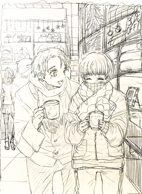 ポストカードに付ける予定の🎄カードラフ。1年生の🎄🎁を選んでる2年(乙棘) 