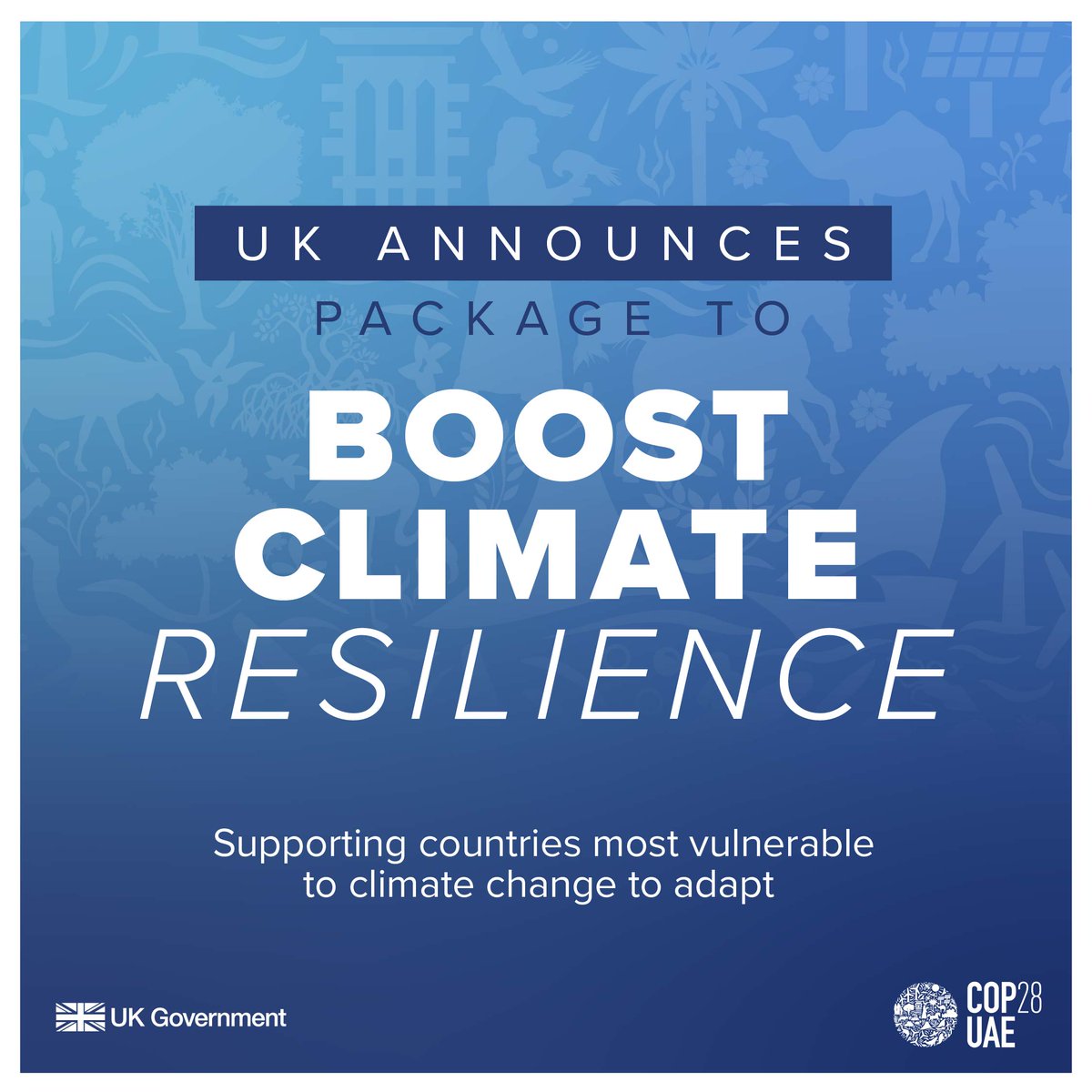 Today at #COP28 we are announcing additional support to help populations most vulnerable to climate change.

This includes new UK funding to increase access to early warning systems and to support health systems to become more resilient.

🔗 gov.uk/government/new…