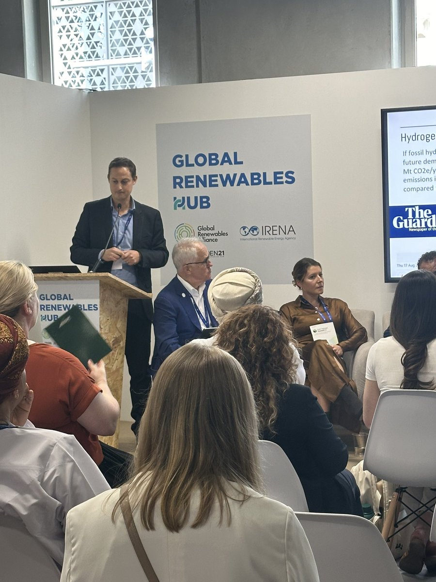 MsKabue's tweet photo. #HappeningNow Raising the bar on hydrogen standards: launching the GH2 Standard 2.0 at the Global Renewables Alliance Hub during the ongoing #COP28UAE https://t.co/Zqs6k2b7ji