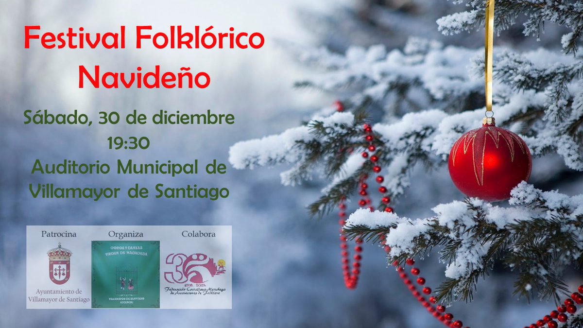 CyDMagaceda's tweet photo. ¡Ya huele a Navidad en Villamayor! 🎄
No existe mejor manera de despedir el 2023 que con los cánticos y danzas de nuestra tierra.
 
Os esperamos en el Festival Folklórico Navideño ☃️
📆 Sábado, 30 de diciembre.
🕖 A las 19:30h.
📍 Auditorio Municipal de Villamayor. https://t.co/xTxasFqZ1h