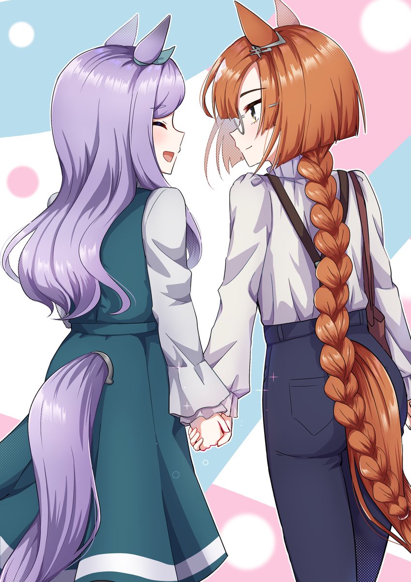 ikuno dictus (umamusume) ,mejiro mcqueen (umamusume) multiple girls tail horse tail animal ears 2girls horse ears long hair  illustration images