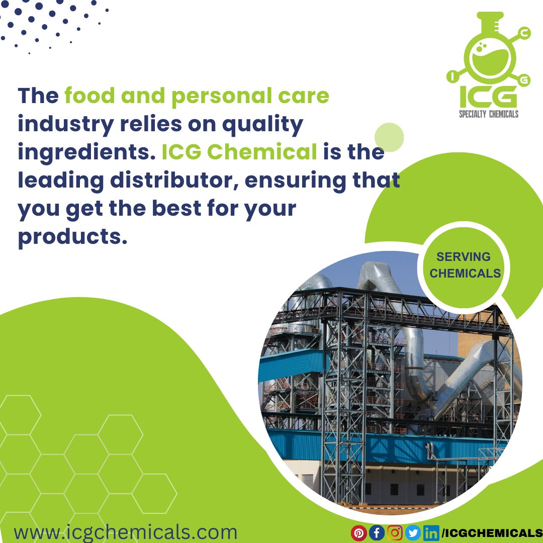 The food and personal care industry relies on quality ingredients. ICG Chemical is the leading distributor, ensuring that you get the best for your products.

For more info:
☎️ +971 4887 6111
✉️info@icgchemicals.com

#ICGChemical #QualityService #ChemicalDistribution #dubai