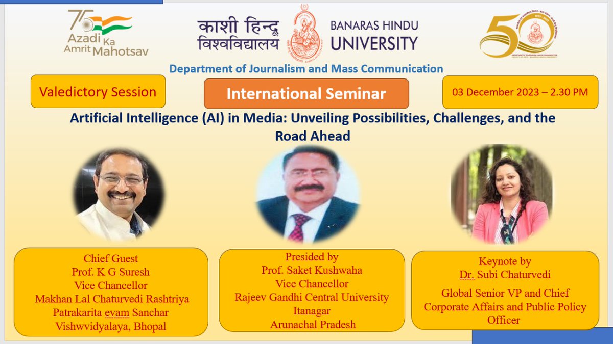 kg_suresh's tweet image. To speak on AI in Media today. 
#AI
#ArtificialIntelligence
#artificialintelligenceai 
@mcu_bhopal @IIMC_India @ugc_india @IndEditorsGuild @NUJIndiaOrg @IAMCRtweets @columbiajourn @scrippsiij @HJUjaipur @ianuragthakur @ugc_india @SunilAmbekarM @atulkotharissun @kumarnandaj