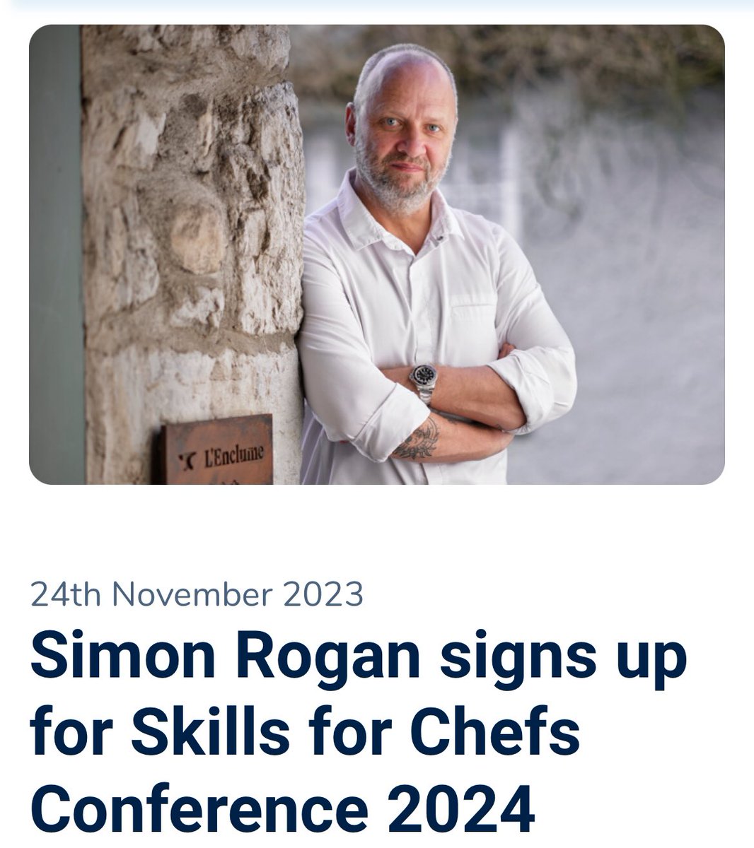 Great to see this article <a href="/Craft_Guild/">Craft Guild of Chefs</a> about <a href="/simon_rogan/">Simon Rogan</a> and the <a href="/SkillsforChefs/">Skills for Chefs</a> conference next year on 26 &amp; 27 June. Booking now open. Our headline business partners include <a href="/mskingredients/">MSK INGREDIENTS LTD</a> , <a href="/wellocksfood/">Wellocks</a> , <a href="/WelbiltEurope/">Welbilt Europe</a> , <a href="/TheAHDB/">AHDB</a> , <a href="/SeafoodScotland/">Seafood Scotland</a> , <a href="/chefpublishing/">Chef & Restaurant Magazine</a>