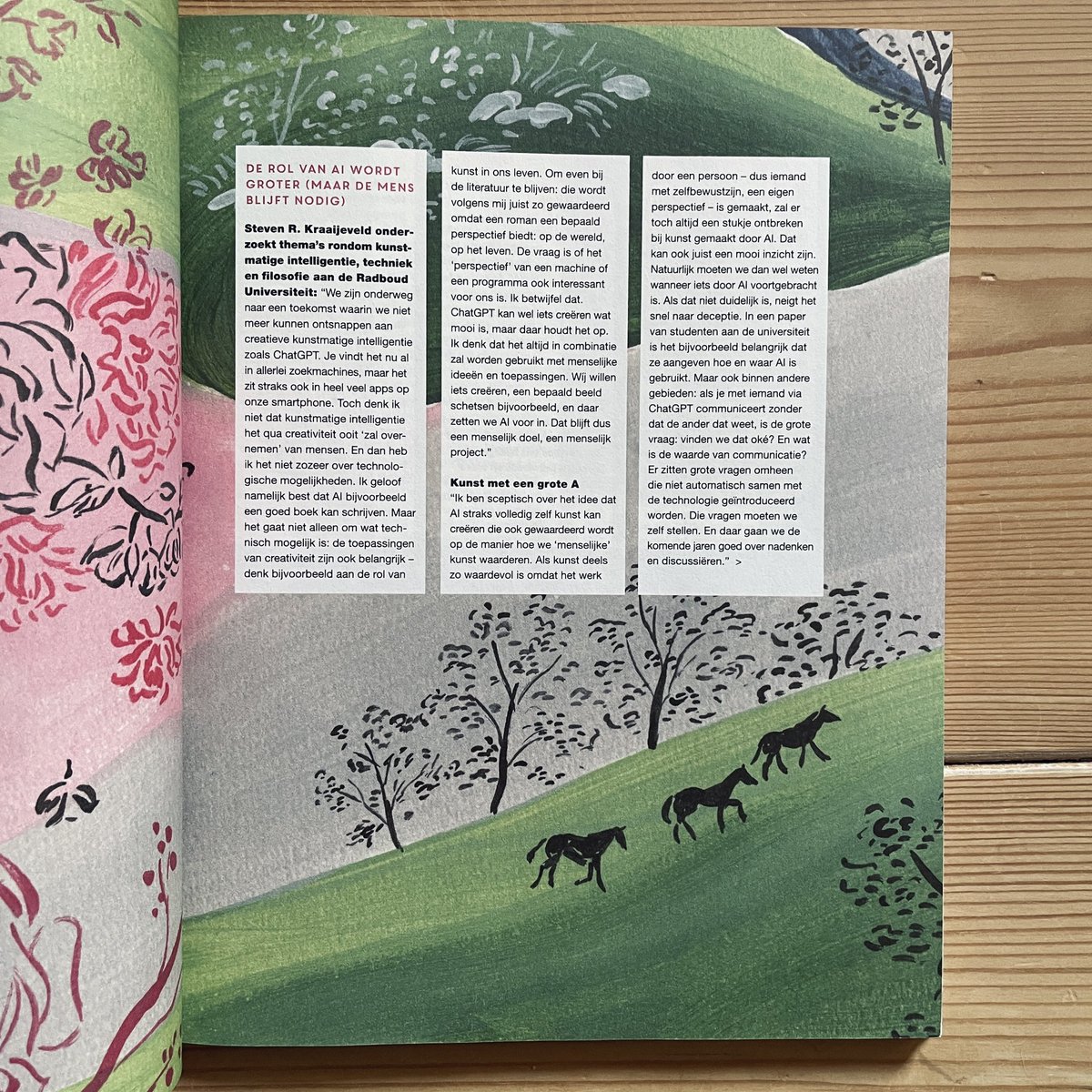 srkraaijeveld's tweet photo. I was interviewed (in Dutch) for the fifteenth anniversary edition of Flow Magazine (@FlowMagazine) about generative AI and the future of art and literature. The issue turned out so well—just look at the illustrations! https://t.co/EvlO8Pg9ha