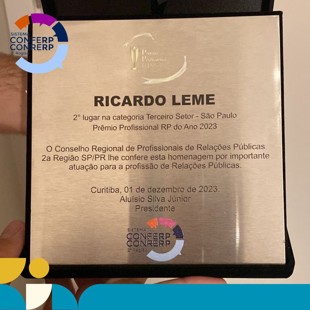 brasil_walking's tweet photo. No último dia 01/12, Ricardo Leme, presidente e um dos fundadores da Walking Football Brasil foi reconhecido como um dos Relações Públicas do Ano de 2023 na categoria Terceiro Setor, realizado pelo Conselho do Profissionais de Relações Públicas. https://t.co/XUaP8aPPVs
