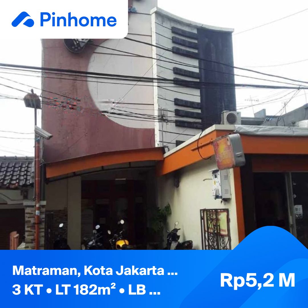 *Dijual Rumah /studio Rekaman/tempat Usaha di Pisangan Baru*
✅ LT 182m², LB 400m²
✅ 3 KT, 2 KM

📍 Matraman, Kota Jakarta Timur
Berada di lokasi strategis yang dekat dengan banyak fasilitas umum

💰 *Harga Rp5,2 Miliar*

consumer.pinhome.id/app/yTfi