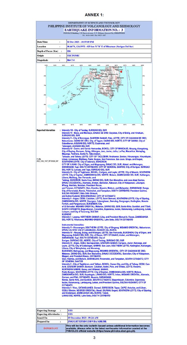 phivolcs_dost's tweet photo. READ: PRIMER ON THE 02 DECEMBER 2023 MAGNITUDE 7.4 OFFSHORE SURIGAO DEL SUR EARTHQUAKE
Download PDF:
https://t.co/v5NUq1aSFx

#EarthquakePH
#EarthquakeSurigaoDelSur
#iFelt_SurigaoDelSurEarthquake
#HandaAngMayAlam
#OffshoreSurigaoDelSurEQprimer https://t.co/8L29Md1Ehr