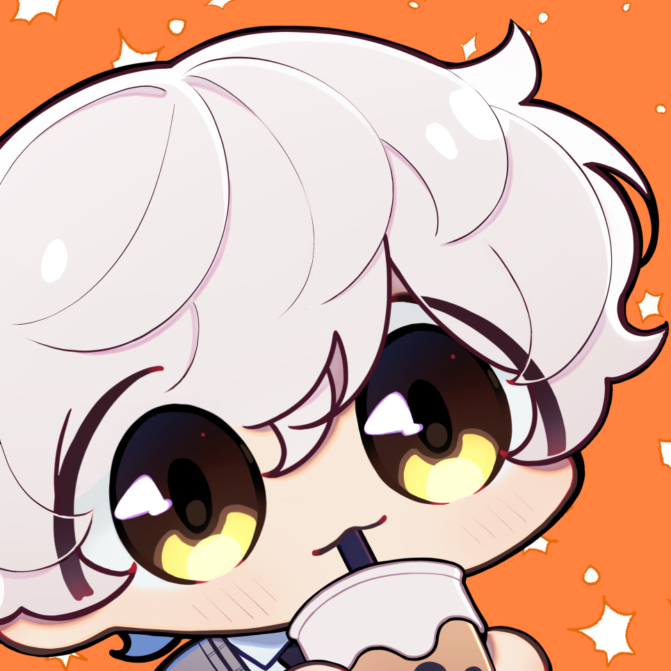 1boy male focus holding cup cup white hair chibi solo  illustration images